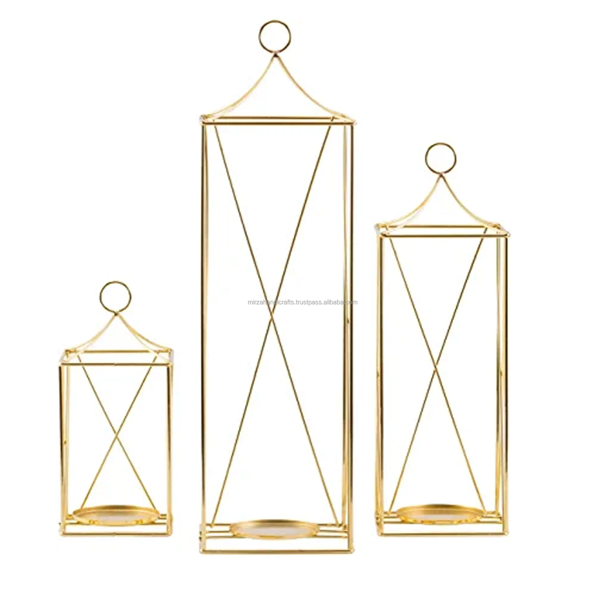 Modernes Design Living Emerald Cut Glas Golden Hängende Laterne Kerzenhalter Für Urlaub Dekor Tragbare Kerzenhalter Laterne