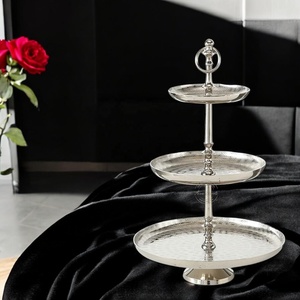 Unique Design <b>3</b>-<b>Tier</b> Silver-Plated Aluminum <b>Cake</b> <b>Stand</b> for Wedding Cupcake Serving Use - Product Image 1