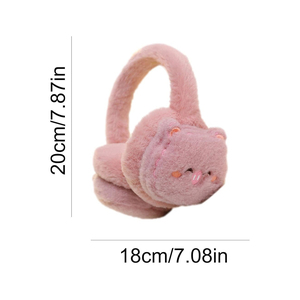 Pink <b>Plush</b> <b>Cat</b> Ear Muffs 20cm Height 18cm Width Soft Warm Winter Headband - Product Image 1