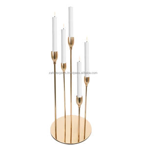 Jarrón de metal redondo dorado para interiores de hogares y restaurantes Portavelas para exportaciones internacionales Zahid Exports gran mayorista - Product Image 1