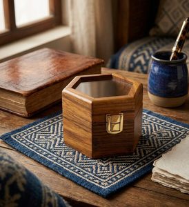 Boîte hexagonale en bois massif avec couvercle en verre, décoration de table moderne faite à la main, cadeau de mariage - Product Image 2