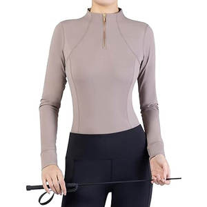 Womens Horse Riding Training Top <b>Long</b> <b>Sleeve</b> Equestrian <b>Base</b> <b>Layer</b> Winter Slim Fit Stretch Riding Shirt - Product Image 1
