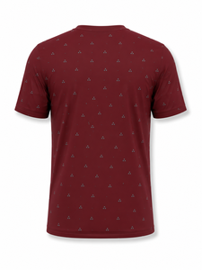 T-shirt à manches courtes pour homme, couleur bordeaux, avec motif à pois, logo imprimé sur le devant, coupe classique, décontracté, en polyester tricoté - Product Image 3
