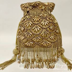 Handmade Silk Embroidered Bag With <b>Beaded</b> <b>Fringe</b> Flower Pattern Art Collectible By AALIYAN IMPEX - Product Image 6