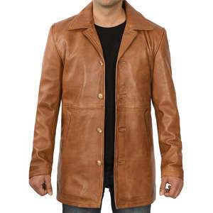 Abrigos Largos de Cuero para Hombre, Moda Invernal Premium, Diseño Estilo Gabardina, Material de Cuero Vacuno Genuino, Abrigo Cálido para la Calle - Product Image 1