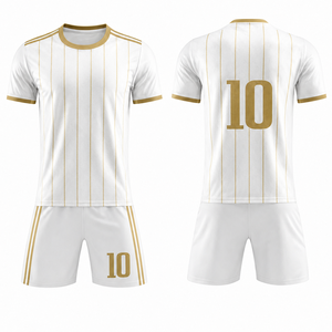 Premium Sublimation Soccer Jersey Custom Logo Team Name Gold Pinstripe Football Uniform - Product Image 1