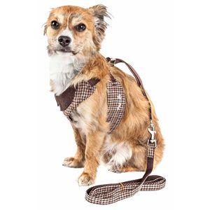 Harnais et laisse pour chien 2-en-1 réglables Luxe Houndsome, collier réversible en maille à carreaux, harnais pour animaux de compagnie de qualité supérieure - Product Image 2