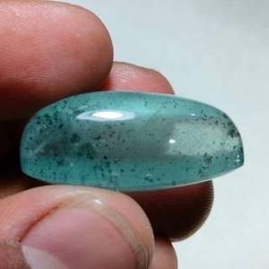 Aigue-marine naturelle bleue laiteuse, cabochon coussin allongé - Product Image 1