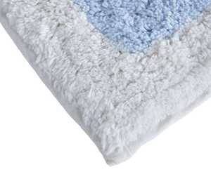 Tapis de bain classique en coton, rectangulaire, motif géométrique losanges, bleu et blanc, absorbant, tricoté - Product Image 3