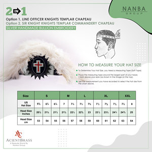 หมวกปักลายอัศวินเทมพลาร์ |   เครื่องประดับศีรษะพิธีกรรมอัศวินเทมพลาร์ |   โรงงานผลิตหมวกอัศวินเทมพลาร์ - Product Image 6