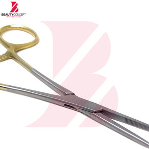 Pinzas hemostáticas Kelly manuales de acero inoxidable con mordazas semiserradas, mango dorado antideslizante, instrumento quirúrgico de grado hospitalario - Product Image 2