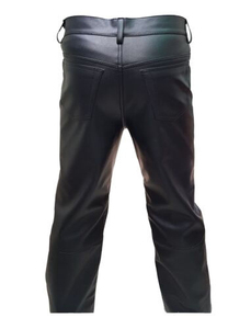Best Selling <b>Men's</b> Premium Quality Lightweight <b>Leather</b> <b>Pants</b> High Street Winter Casual Wear Mid Waist Button Fly Closure Dark - Product Image 3