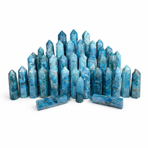 Chakralume Natural Neon Blue Apatite <b>Crystal</b> Point Healing <b>Wand</b> Pointer for Reiki Meditation Energy Decor in Wholesale - Product Image 1