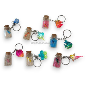 Colorful Stingray Bottle Keychain With Sand And Scroll Inside <b>Cute</b> Animal Shape Plastic <b>Keyring</b> Gift - Product Image 4