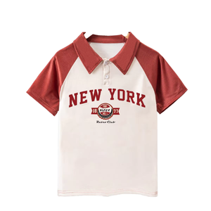 Polo d'été personnalisé en gros pour enfants, en polyester/coton, à rayures, manches courtes, uniforme compressé grande taille pour garçons de 2 à 14 ans - Product Image 1