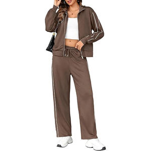 Chándal Degradado Ombre para Mujer, Mezcla de Algodón y Spandex, Diseño con Degradado de Color, Chaqueta con Cuello Alto y Cierre Completo - Product Image 3