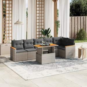 Ensemble de canapés de jardin gris en rotin pour l'extérieur avec coussins imperméables, design contemporain pour terrasse ou balcon - Product Image 3