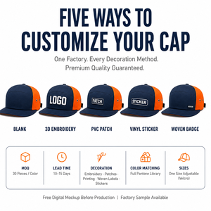 Gorra de Béisbol de Lona Unisex con Logotipo Personalizado, 5 Paneles, Cierre a Presión, Color Naranja y Azul Marino en Contraste, Estilo Urbano, Ajuste Ajustable - Product Image 5