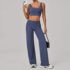 Conjunto de Yoga para Mujer Hecho en Pakistán, 2 Piezas, Secado Rápido, Transpirable, Ecológico, Ligero, Spandex/Nylon, Cintura Elástica, Color Sólido - Product Image 2