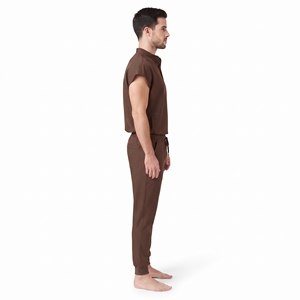 Ensemble de blouses et pantalons unisexes Hawk Eye Brown en coton mélangé tricoté pour hôpital, haut sans manches - Product Image 2