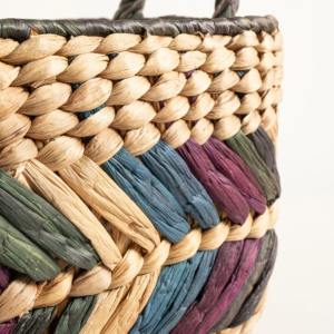 ตะกร้าผักตบชวาประดับด้วยสีสันหลากหลาย ตะกร้าเก็บของทำมือ ขายส่ง เป็นมิตรกับสิ่งแวดล้อม ผลิตในเวียดนาม - Product Image 5