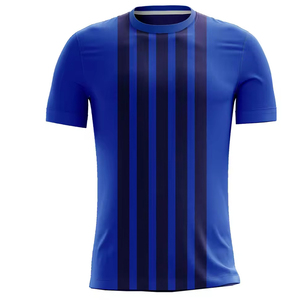 Camiseta de Manga Corta a Rayas para Hombre, Cuello Redondo, Corte Regular Informal, Tejido Azul y Marino - Product Image 4