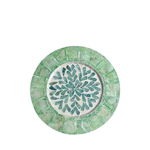 Handcrafted Mother Of Pearl Inlay Charger <b>Plate</b> <b>Black</b> Floral Shell Mosaic Wood Under <b>Plate</b> For Wedding Table Decoration & Dining - Product Image 2