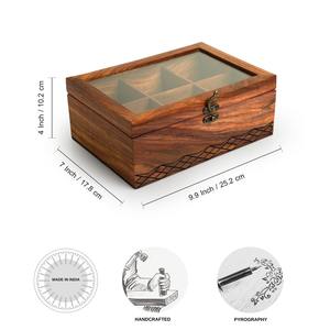 Organizador de especias de madera con compartimentos y tapa, caja de masala para cocina de uso diario, disponible para la venta, de exportador indio. - Product Image 3
