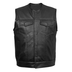 Genuine Leather Motorcycle Vest for Men Vintage <b>Biker</b> Riding Breathable Waistcoat with Premium Snap Closure - Product Image 6