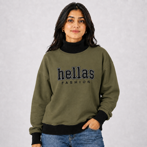 Suéter Casual de Cuello Alto para Mujer, Ligero, de Algodón y Felpa, Tela Suave Premium, Hombros Caídos, Proveedor al por Mayor OEM ODM - Product Image 1