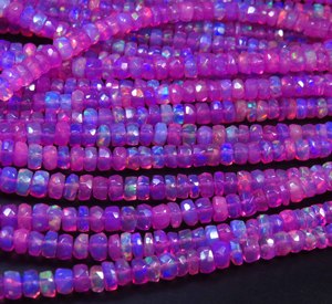 Natural High Grade <b>Pink</b> Welo Ethiopian Opal Beads 16" Strand Full Flash Faceted Gemstone 4.5-5mm Center <b>Drill</b> Rondelle Beads - Product Image 4