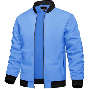 Chaqueta Bomber Azul Claro para Hombre, Cierre de Cremallera, Estilo Casual, Corte Regular, Material de Poliéster, para Primavera - Product Image 4
