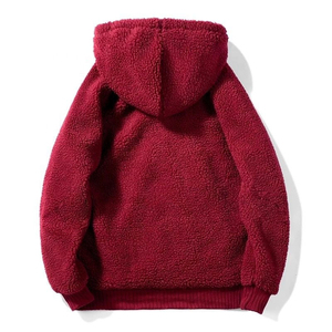 410 GSM 100% Cotton Custom Logo <b>Men</b> Teddy Fleece <b>Sherpa</b> <b>Hoodie</b> Half Zip Regular Fit Fuzzy Breathable Pullover Winter Sweatshirt - Product Image 2