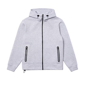 Sweat-shirt à capuche zippé en coton pour homme, décontracté, en molleton, pour la course et le fitness, fournisseur OEM ODM pour la fabrication en gros - Product Image 2