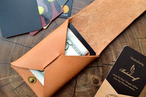 Portefeuille en cuir sans couture grande capacité, extensible, fin, pour affaires, modèle SLW-0013 - Product Image 3