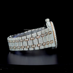 Reloj Automático de Lujo con Esfera Diamantada, Dos Tonos en Oro Rosa, Completamente Cubierto de Diamantes Moissanite VVS1, Calidad Premium - Product Image 5