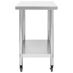 Mesa de Trabajo para Cocina Comercial con Ruedas, 39.4''x11.8''x33.5'', Fabricación en Acero Inoxidable - Product Image 4