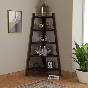 Walnut Wood <b>Corner</b> Ladder <b>Shelf</b> 48cm Modern Design Wholesale Moradabad - Product Image 1