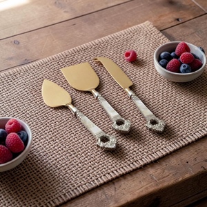 Gold Plated Metal Serving Set Vintage Design Long Handle <b>Mirror</b> Finish Spoons Forks for Wedding - Product Image 4