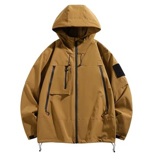 Chaqueta Impermeable de Alta Gama, Extragrande, Blanca, Cortavientos, con Capucha, Estilo Urbano, Funcional para Exteriores, con Múltiples Bolsillos - Product Image 2