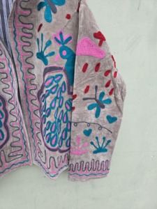 Premium <b>Velvet</b> Suzani <b>Jacket</b> <b>Women</b> Grey Peacock Floral Embroidery Bohemian Woven Autumn Winter Designer Wholesale - Product Image 4