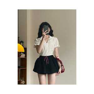 Jupe taille haute pour femme de qualité supérieure, respirante, écologique, avec bande élastique extensible et short intégré, coupe classique, en stock - Product Image 5