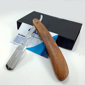 Navaja de afeitar recta de acero inoxidable con mango de madera y diseño tradicional para afeitado profesional y cuidado de la barba - Product Image 2
