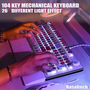 Clavier rose vintage style machine à écrire avec touches bleues en forme de rouge à lèvres et rétroéclairage LED blanc pour le gaming - Product Image 3