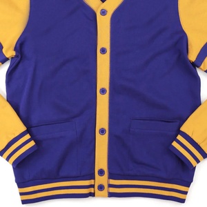 Cardigan tricoté violet et or pour homme, pull à manches longues avec fermeture boutonnée, style automne, couleur unie, col en V - Product Image 6