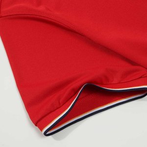 Chemise de golf à manches courtes pour homme, rouge, logo imprimé par transfert thermique sur le devant, tissu jersey décontracté, respirant, polyester/coton 180g, boutons - Product Image 3