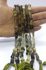 Perles de pierres précieuses en quartz citron bio facettées en forme de pépites pour la fabrication de colliers et bracelets DIY, perles multicolores, fournitures de bijoux en gros - Product Image 2