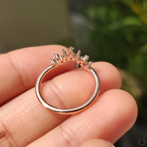 New Arrival <b>Stacking</b> Diamond Wedding <b>Ring</b> U Shaped 14k Solid Gold Dainty Curve Minimalist Band Wholesale Rate Anniversary Gift - Product Image 4