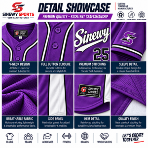 Camiseta de béisbol deportiva Sinewy para hombre, color morado y blanco, 25, que absorbe la humedad, manga corta, corte regular, para todas las estaciones, con estampado del nombre del equipo - Product Image 5