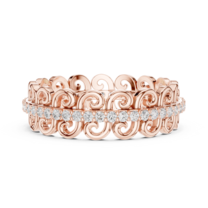 Rose <b>Gold</b> Plated <b>Vintage</b> Scroll Design Eternity <b>Ring</b> for Women Luxury Crystal Wedding Anniversary Band Jewelry - Product Image 4
